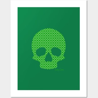 Green Skull Pattern Posters and Art